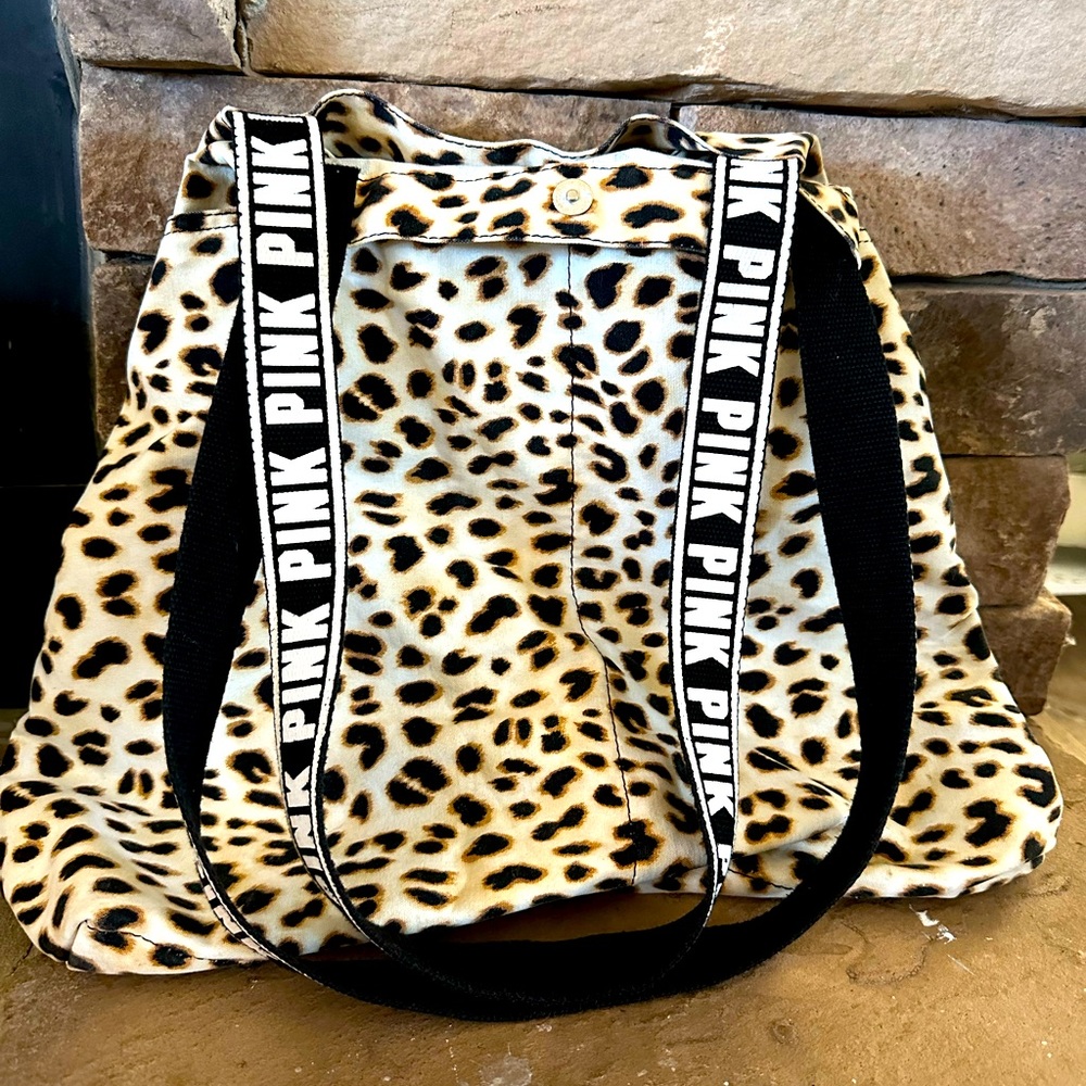 Pink/victoria secret leapard print tote